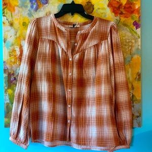 Orange plaid blouse